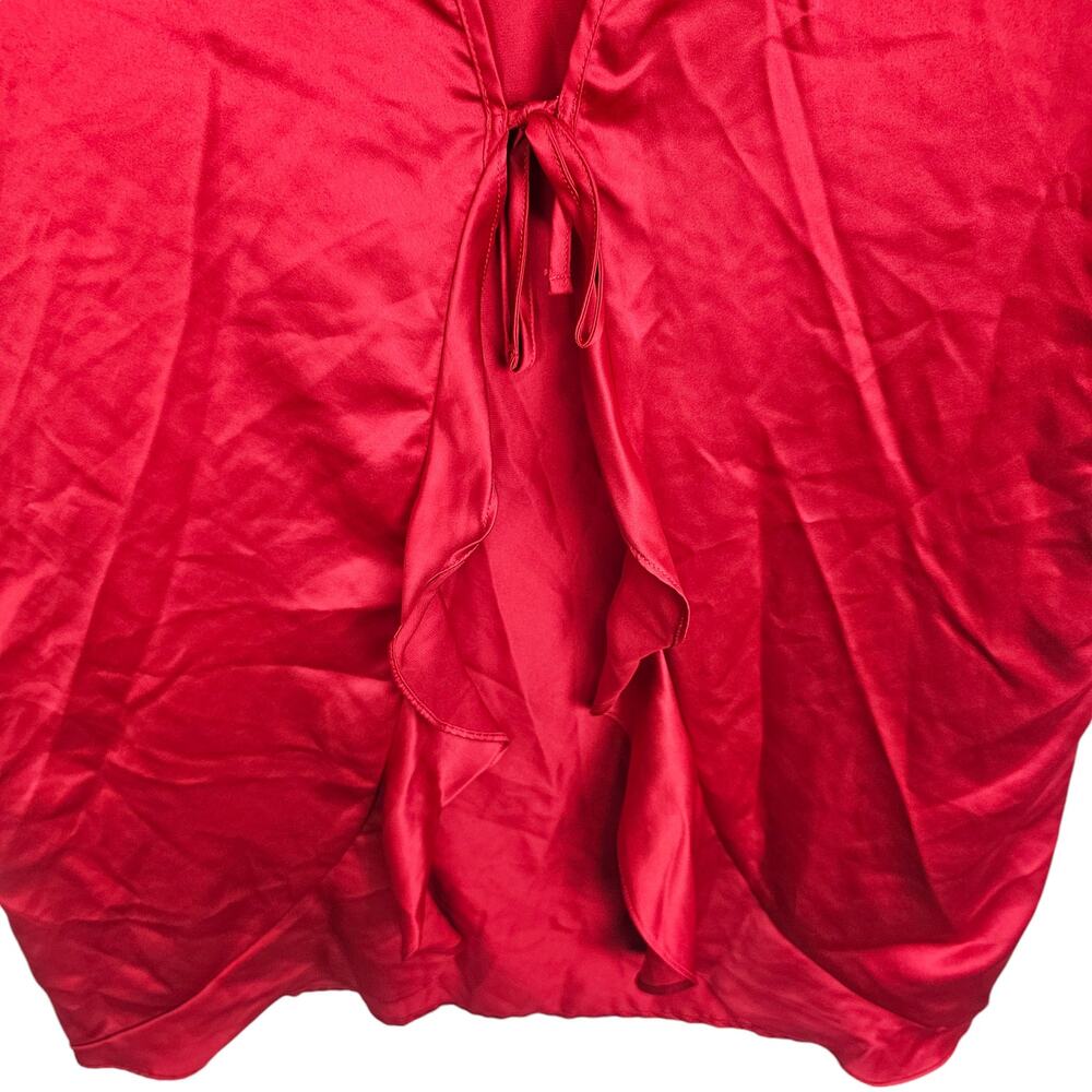 Victoria's Secret Robe Satin Robe Women OS Red Short Sleeve Robe Ruffle Trim - Picture 3 of 8